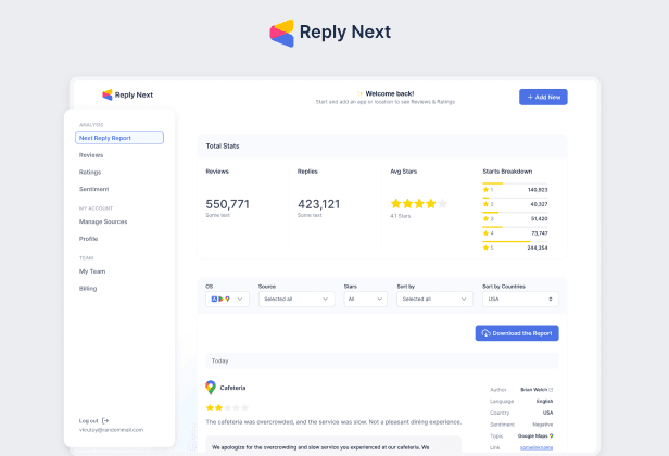 ReplyNext Project Preview showcasing AI-powered customer review automation tool