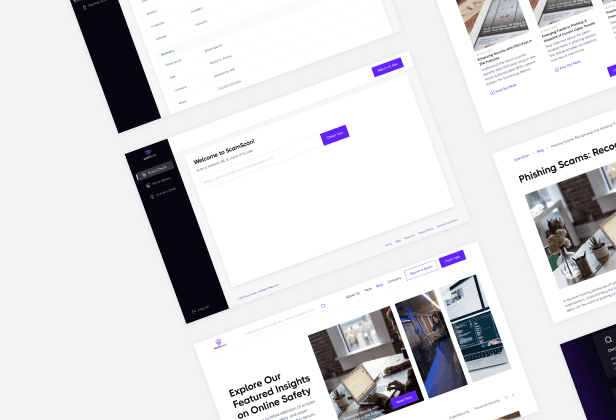 ScamScan Project Preview showcasing cybersecurity platform interface