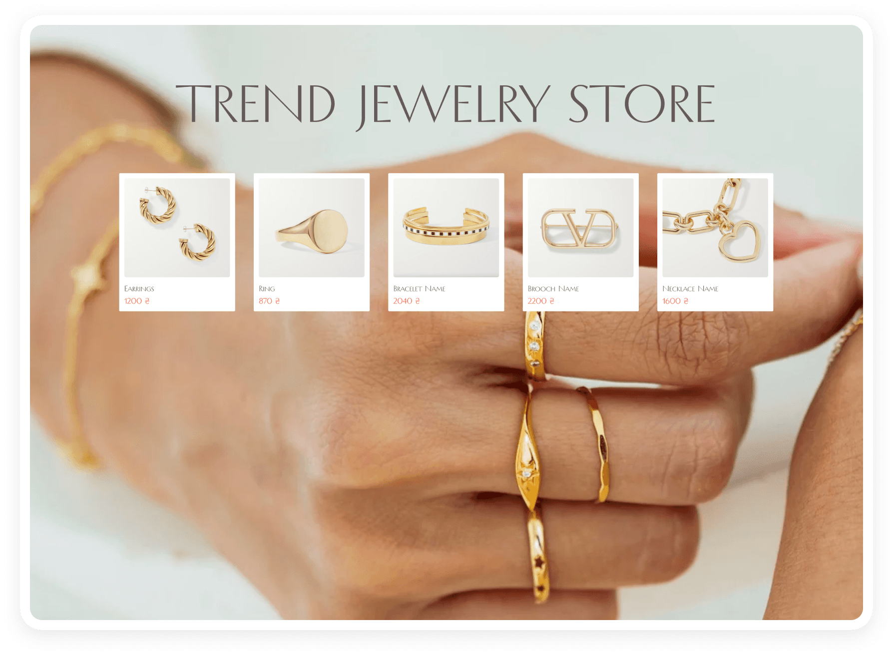 Trend Jewelry Store Project showcasing online jewelry platform interface